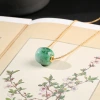 Qiu's Natural Jadeite A-grade original Nan Hong One Bucket Gold Necklace Fine Glutinous Spicy Green Lu Lutong Pendant details Picture